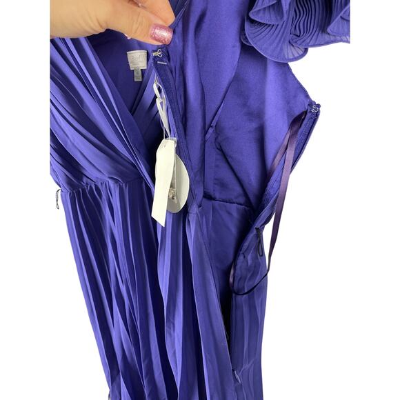 Pearl Georgina Chapman by Marchesa Ruffled Pleated Party Dress Purple Size 10 - Picture 7 of 9